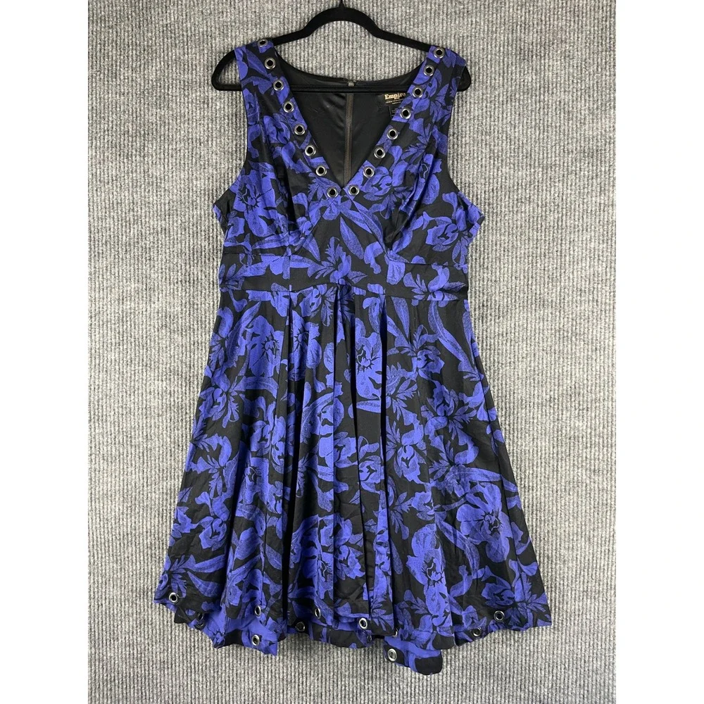 Torrid Empire Fox Goth Purple Floral Grommet Dress Plus Size 16 Punk Alt Grunge